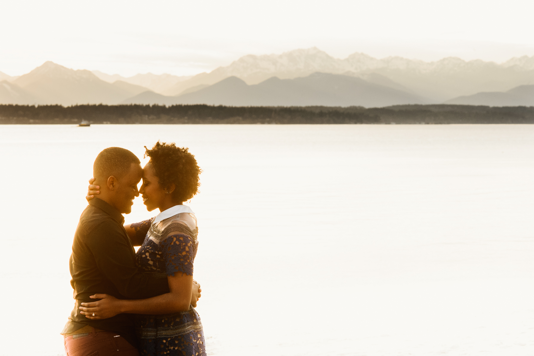 olympic mountains sunset engagement