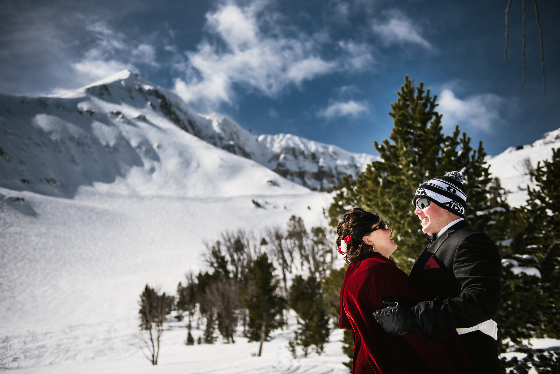 big sky mountain bride and groom