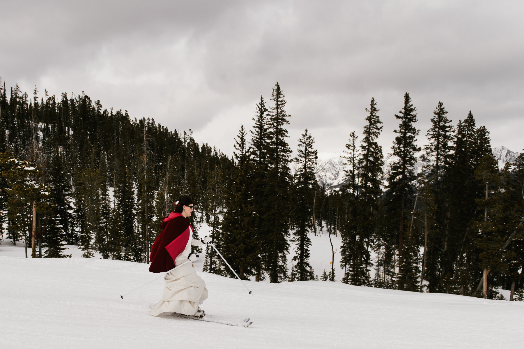 bride ski down big sky