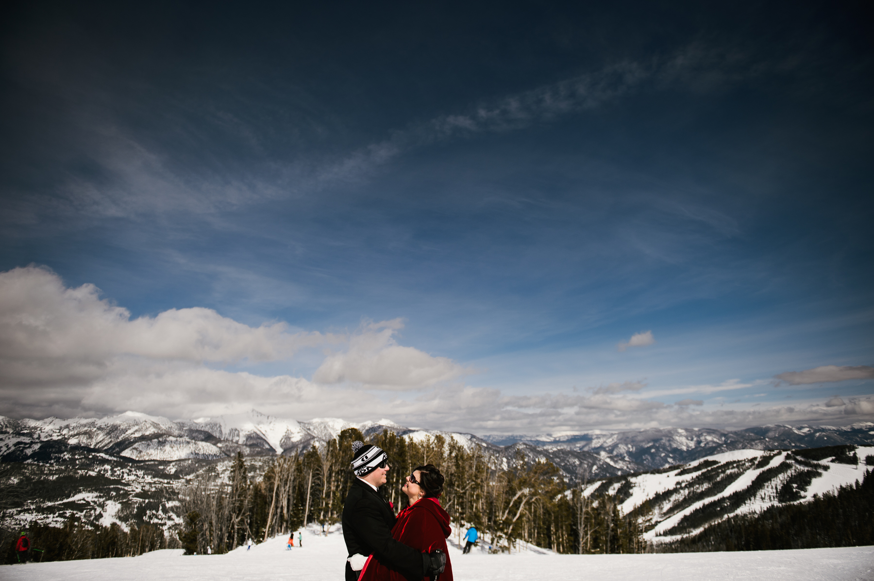 bride and groom big sky landscape