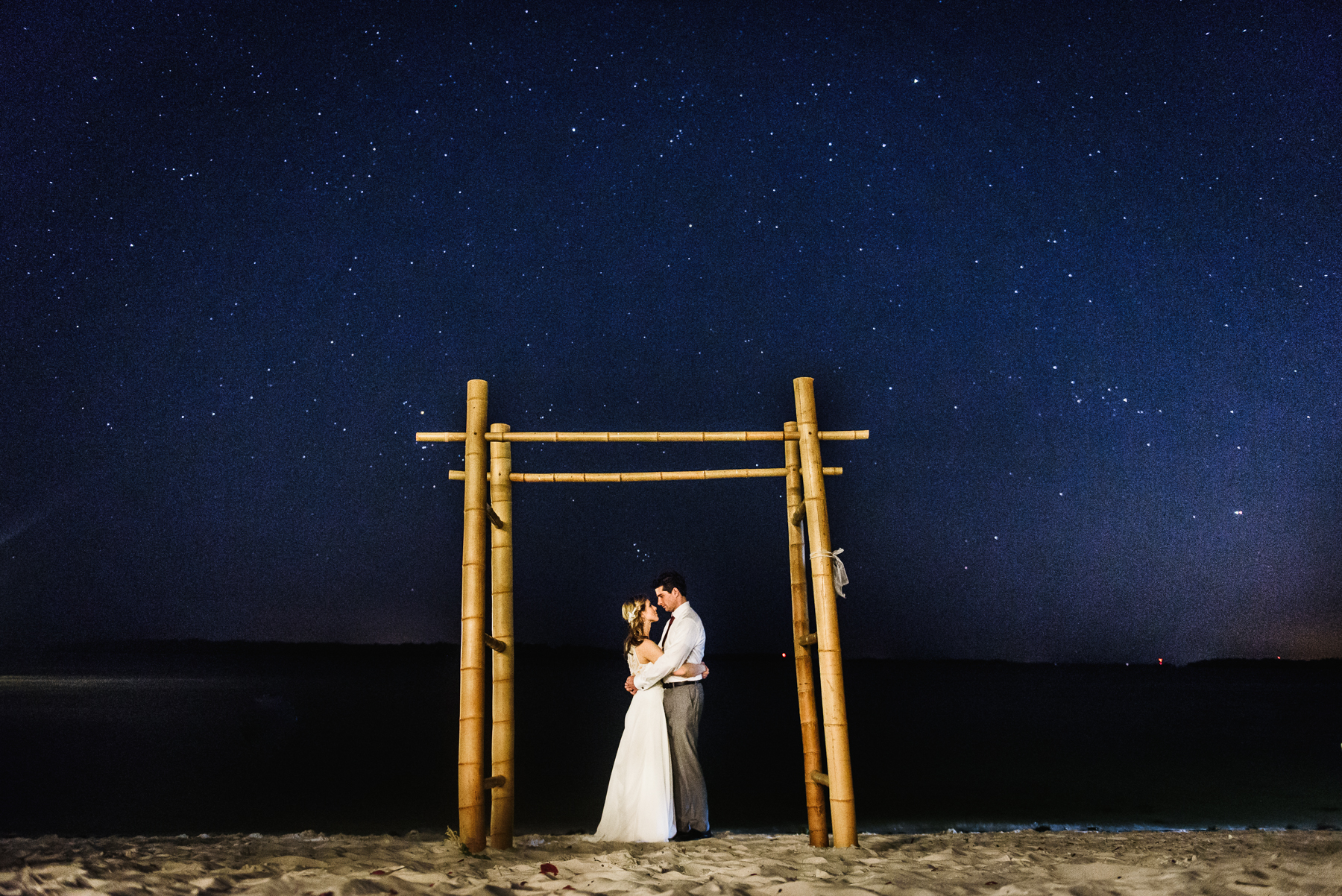 sanibel wedding dramatic night sky portrait