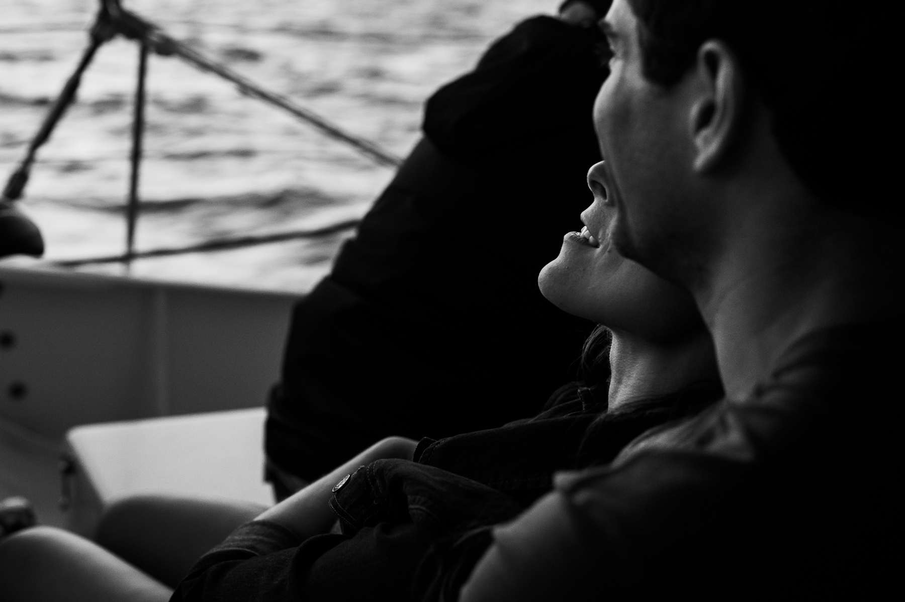sunset boat ride couple