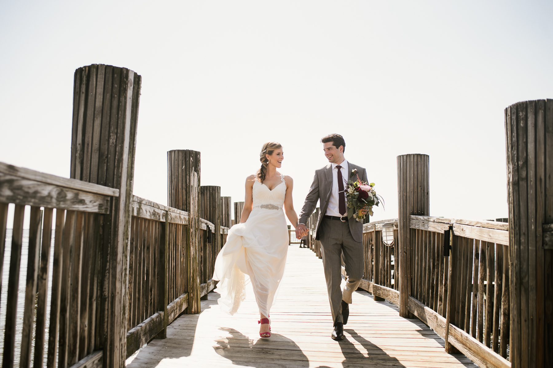 florida destination wedding fishing pier portrait