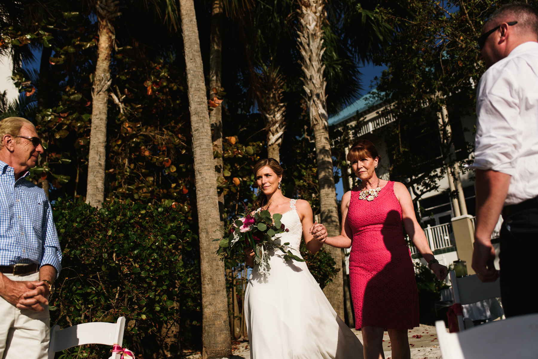 bride mom walking down aisle florida