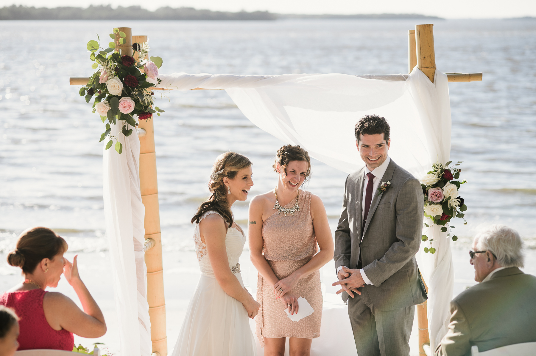 beach wedding moment