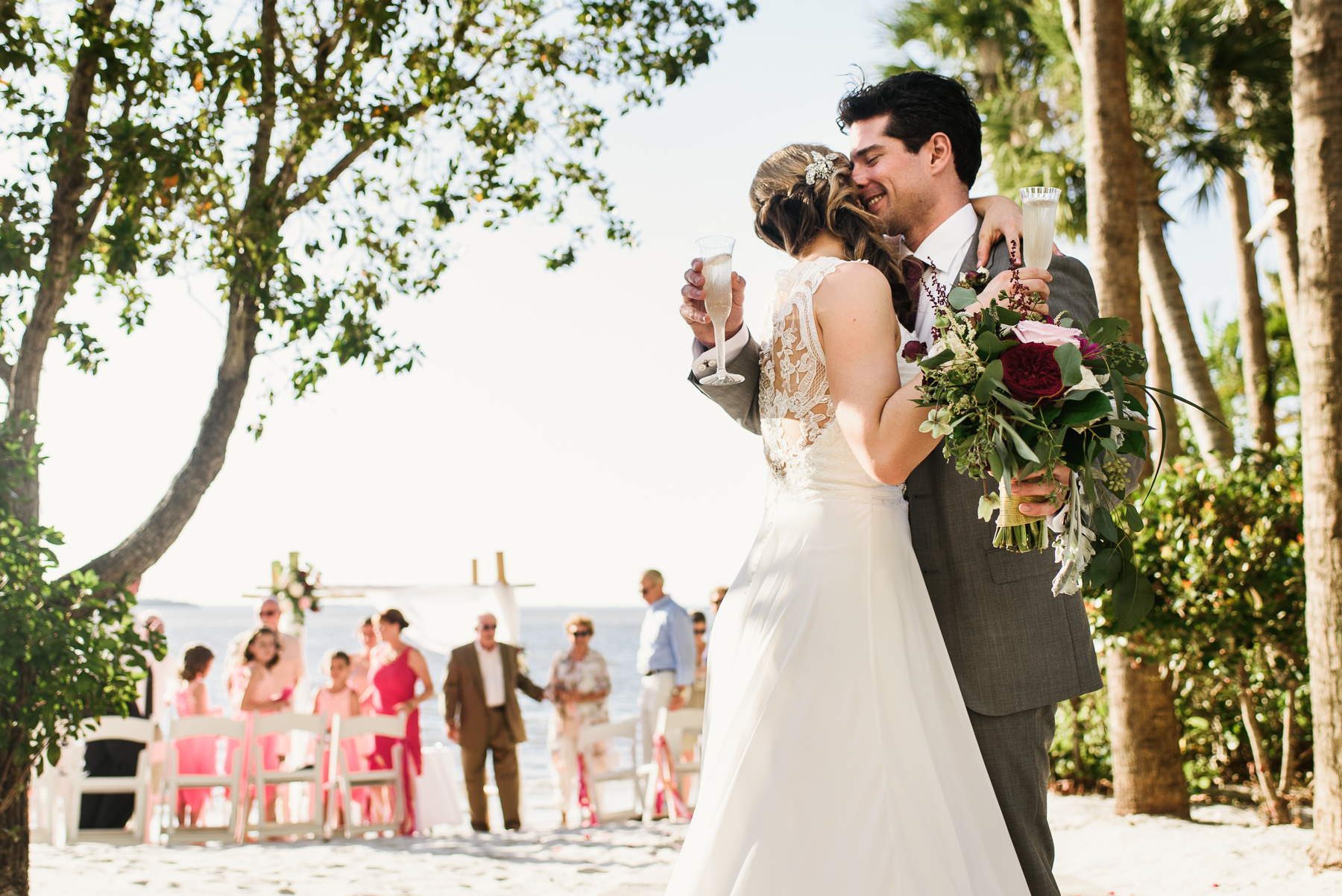 bride and groom after ceremony moment