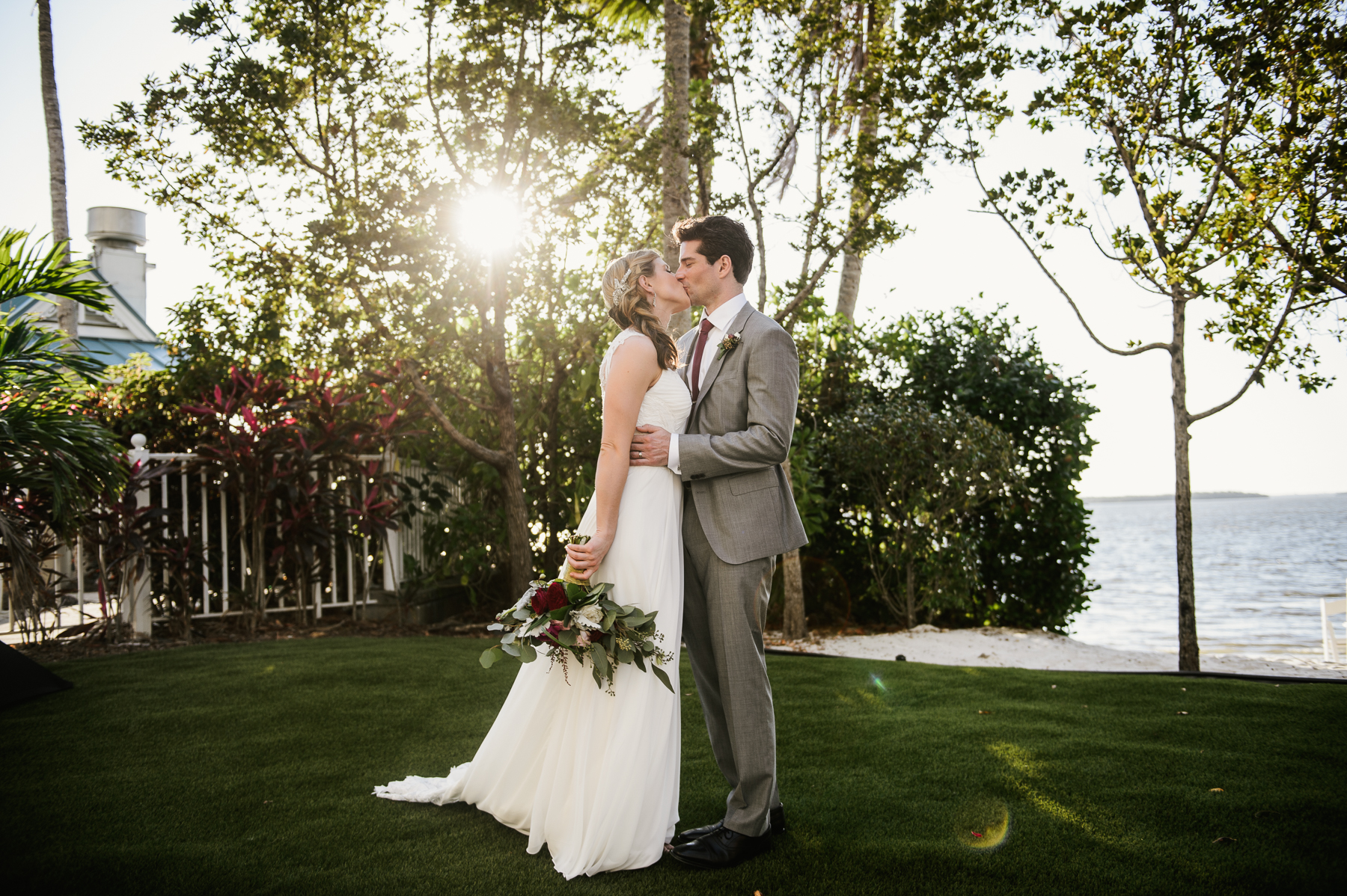 bride and groom sunset moment florida 