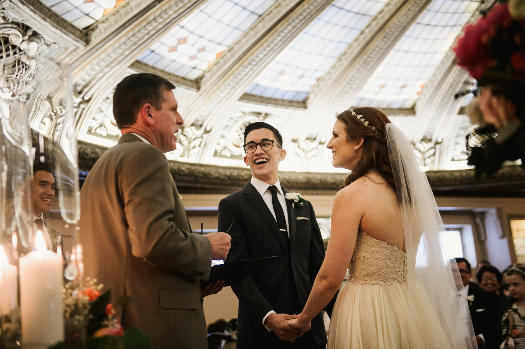 couple laughing arctic club wedding