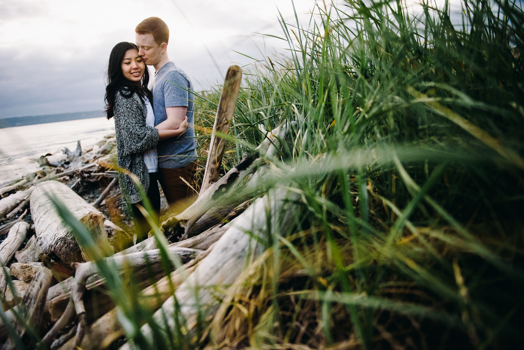 discovery park beach grass engagement