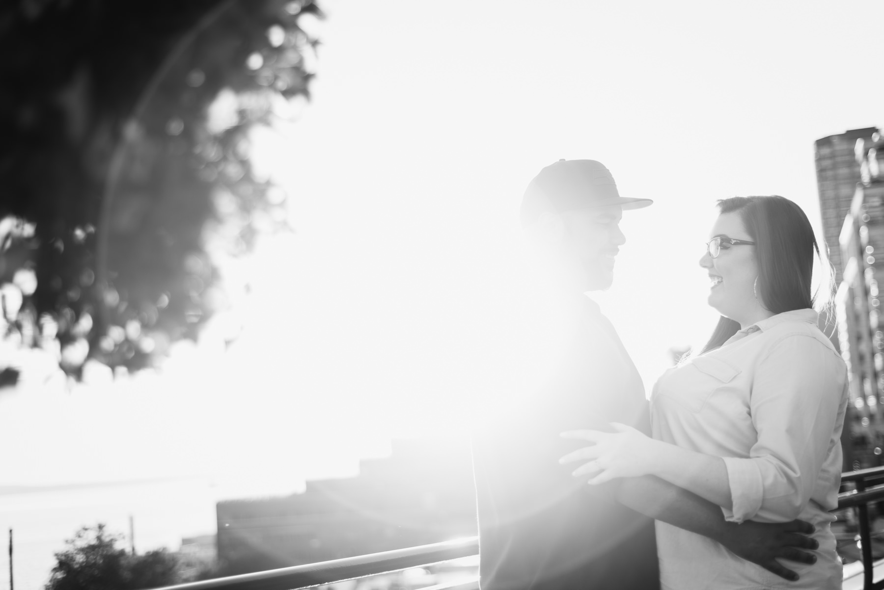 seattle roof top sunset engagement 