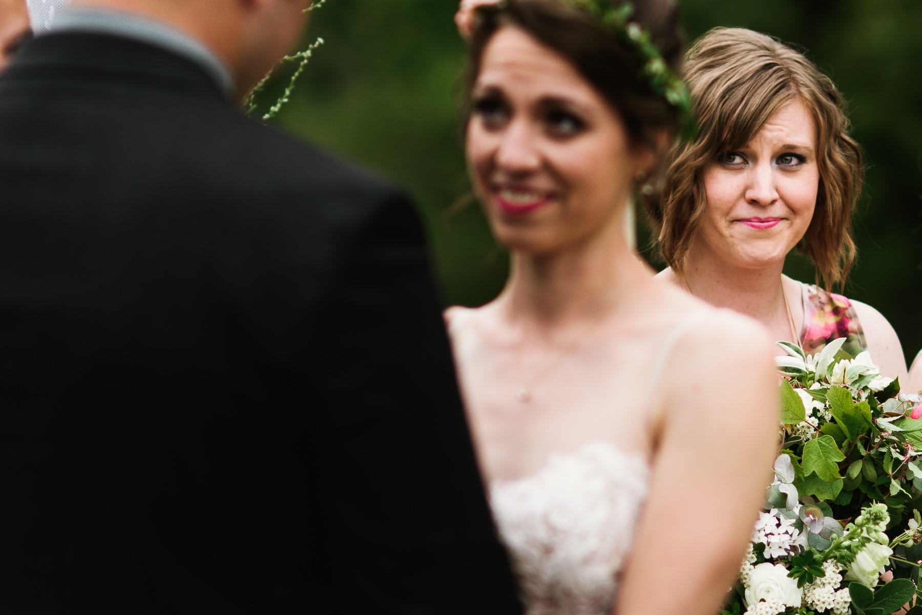 lakedale wedding ceremony crying bridesmaid 