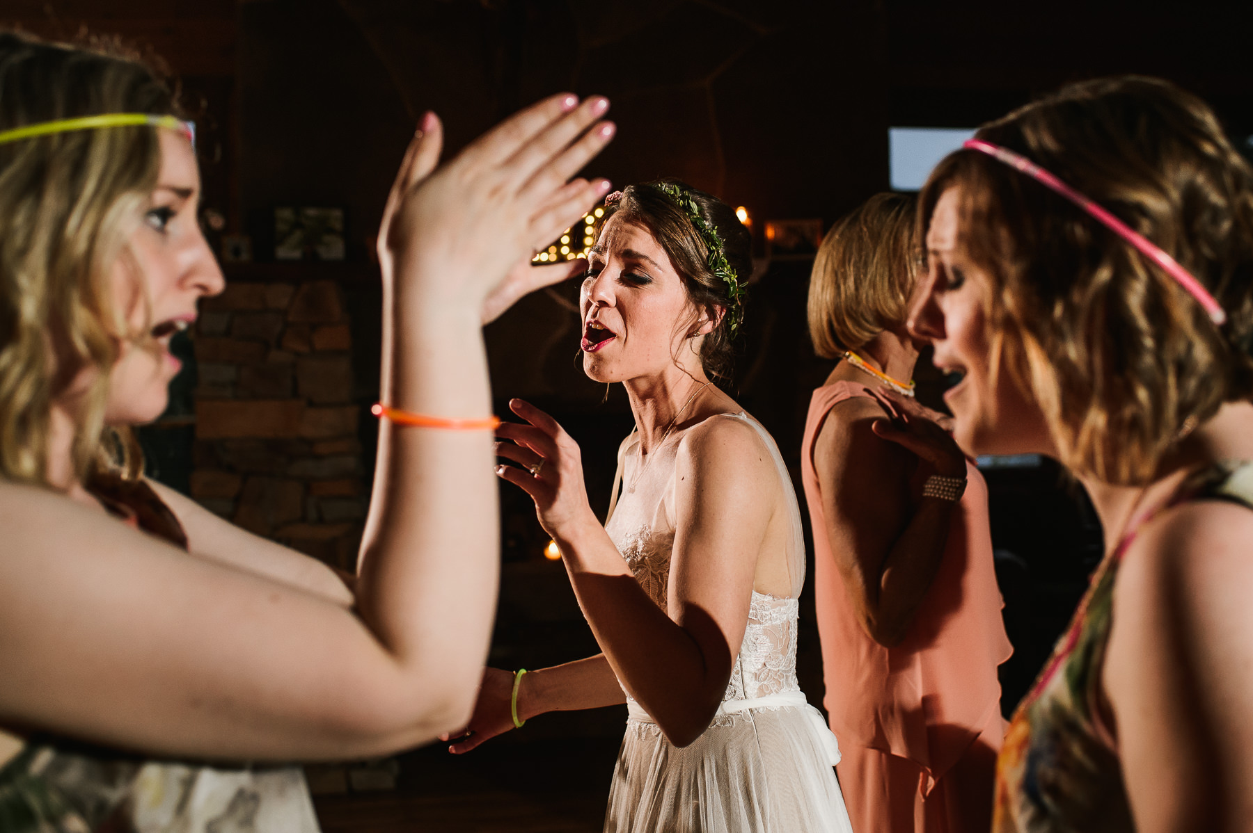 lake dale resort wedding bride and bridesmaids dancing