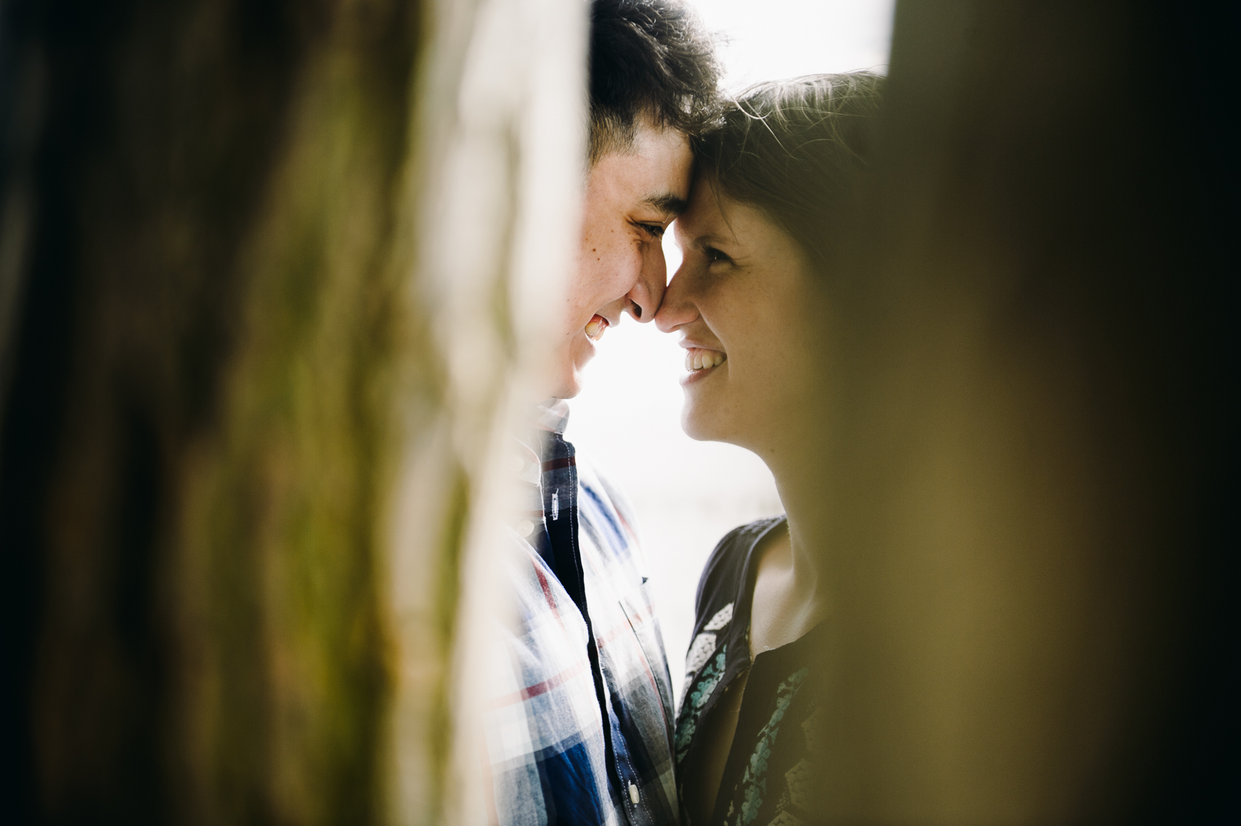 couple smiling engagement Seattle 