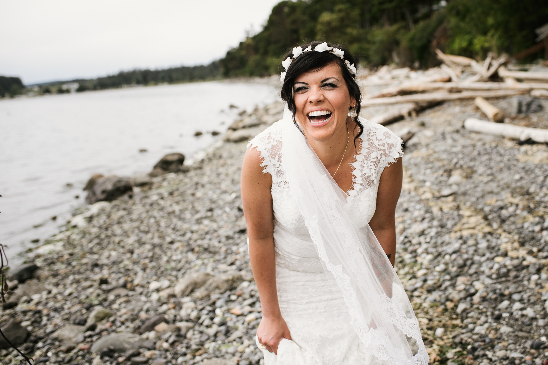 laughing bride on lopez island