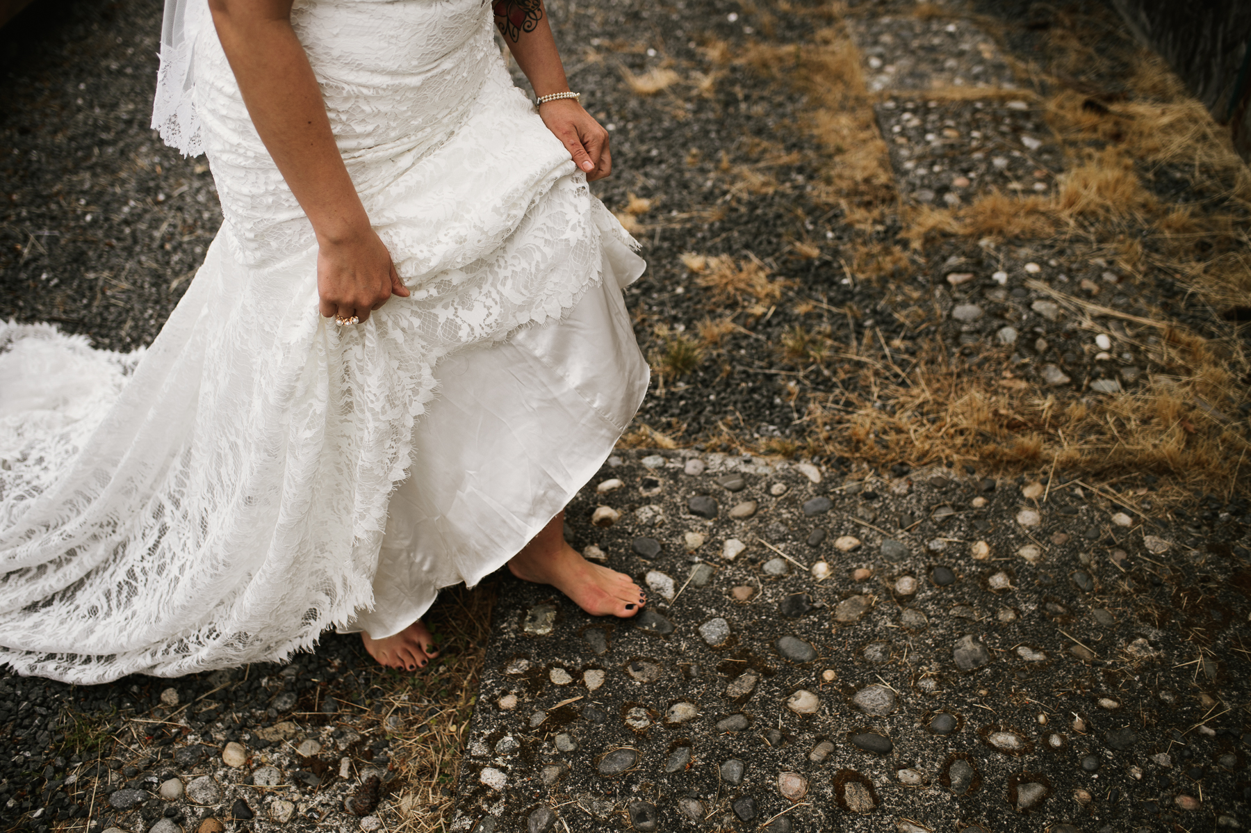 Lopez island bare foot bride