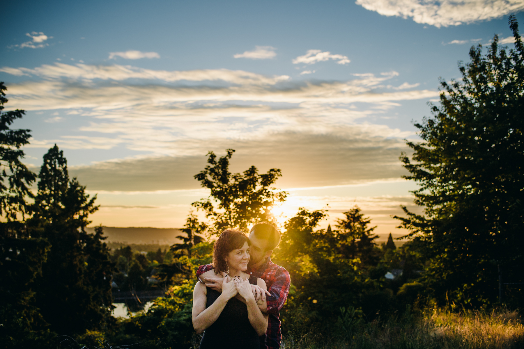 Mt. Tabor Park sunset engagement photos 