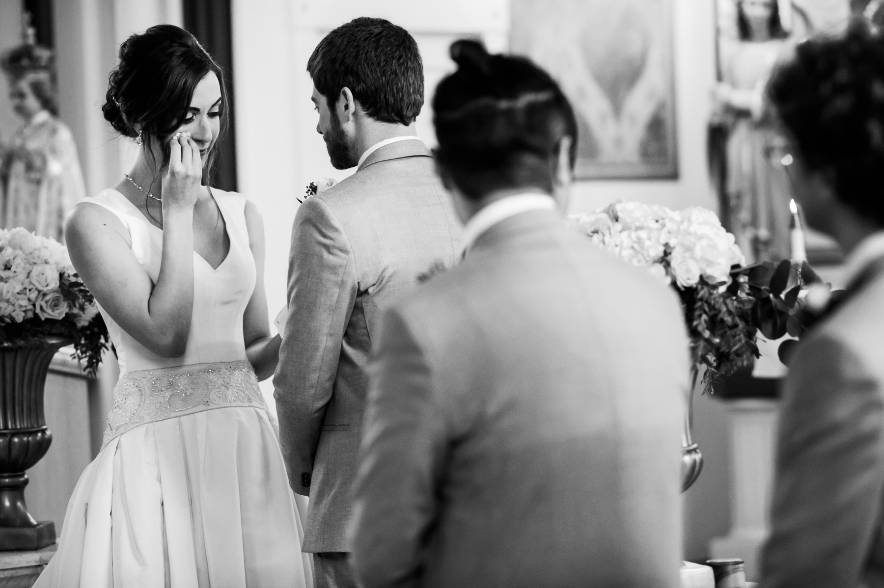 st. anne's chapel wedding ceremony bride crying during vows