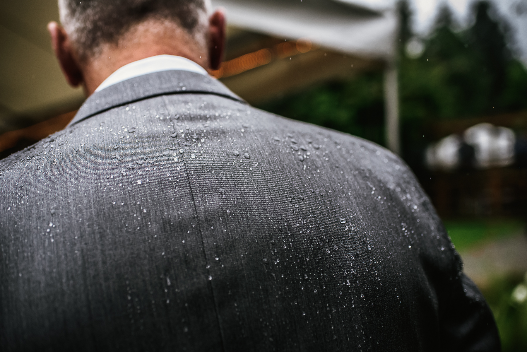 robins wood house wedding rain