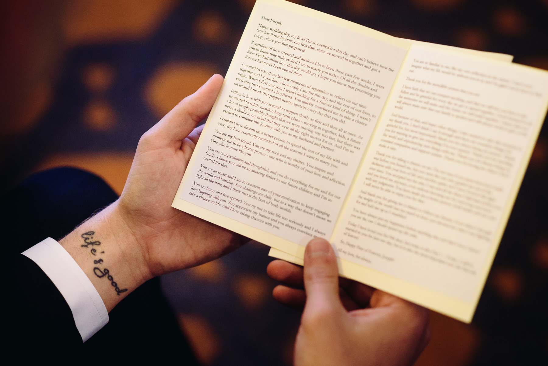 groom reading card hotel monaco portland