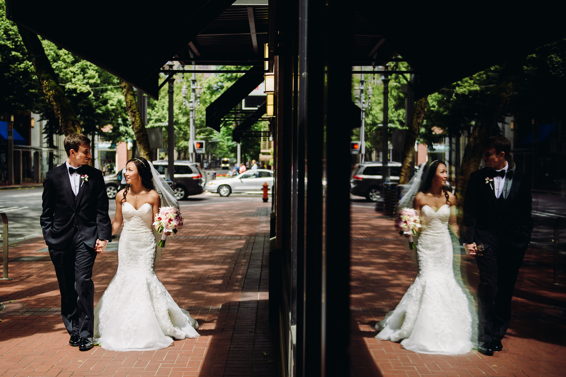 downtown portland wedding portrait