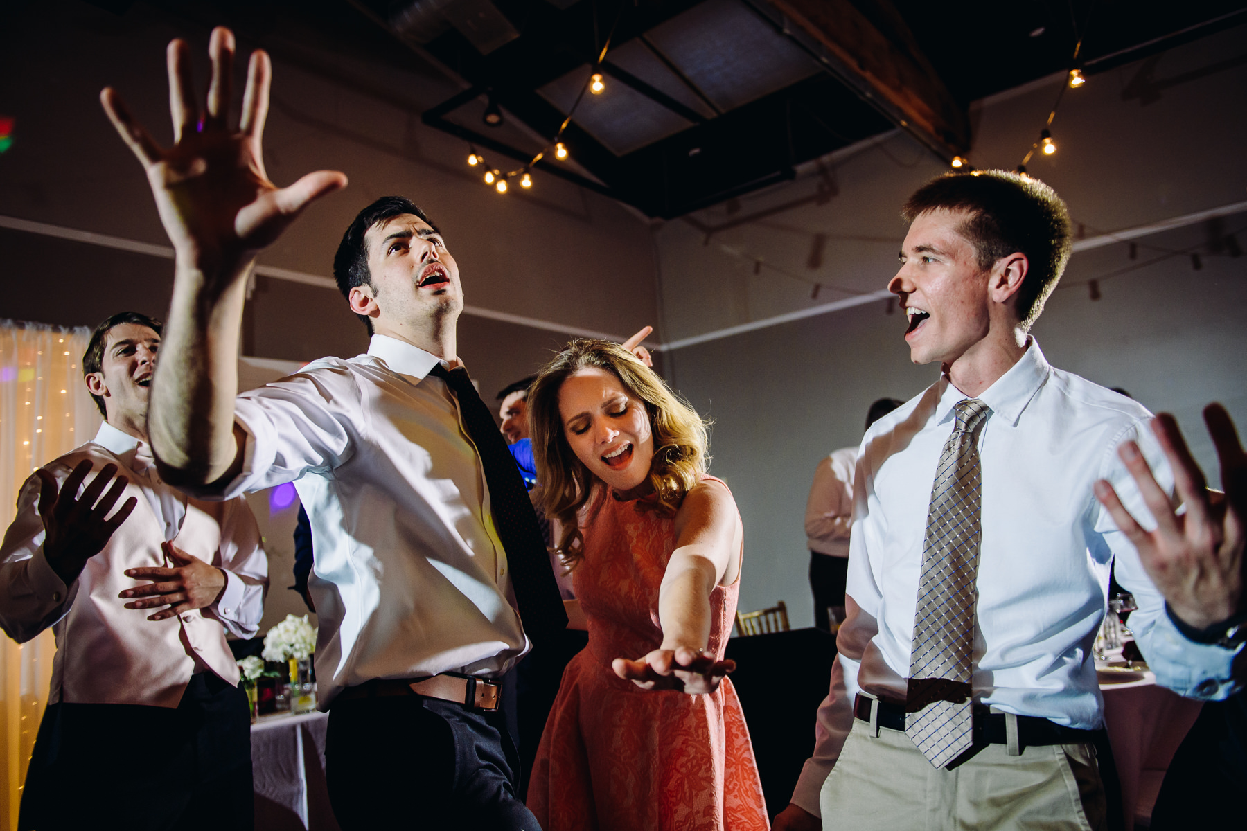 urban studio wedding reception dancing