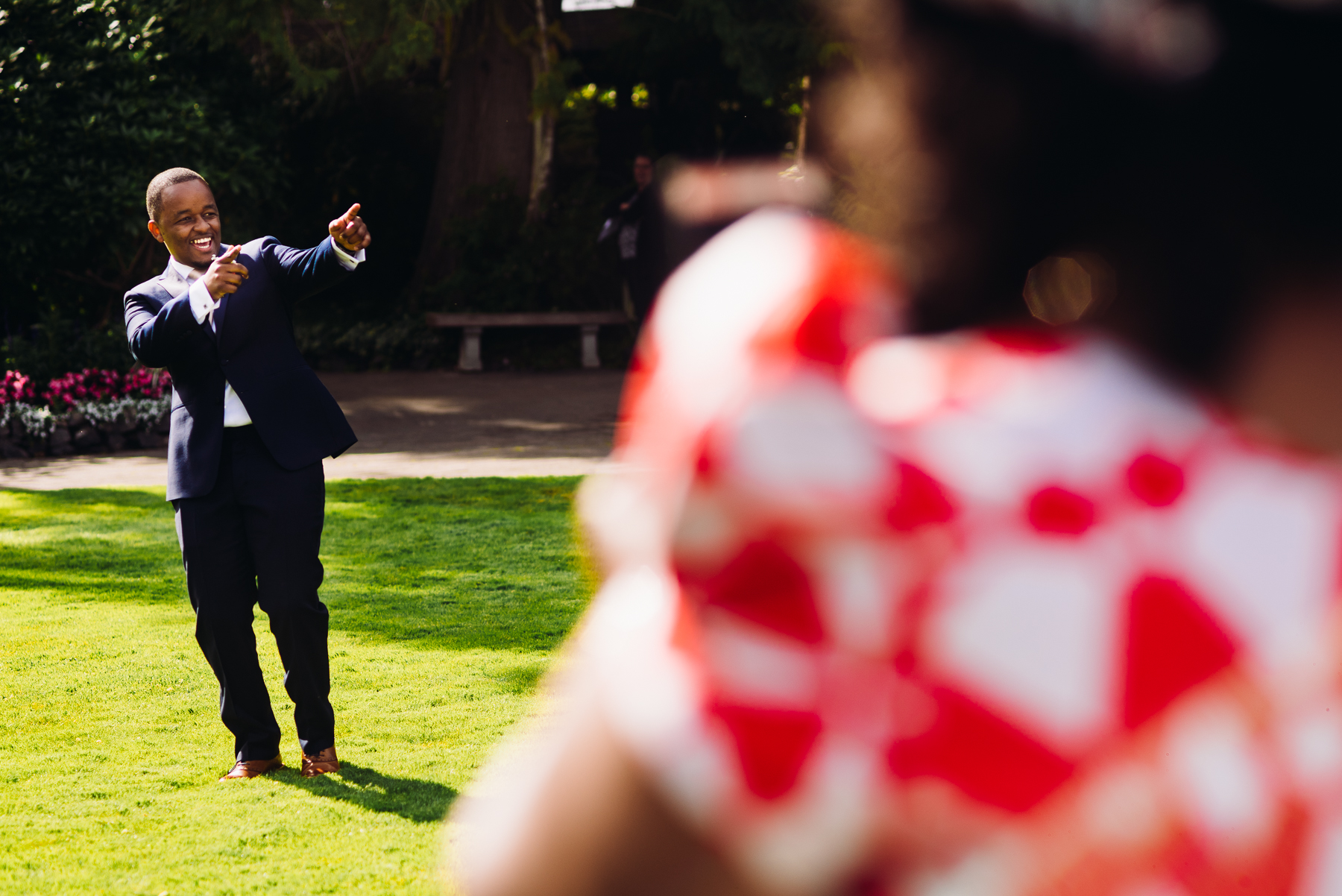 groom dancing down aisle wedding