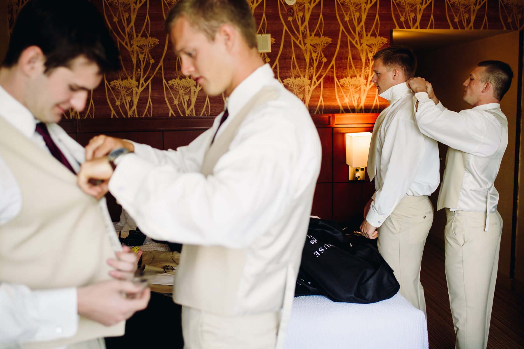 groomsmen getting ready moment