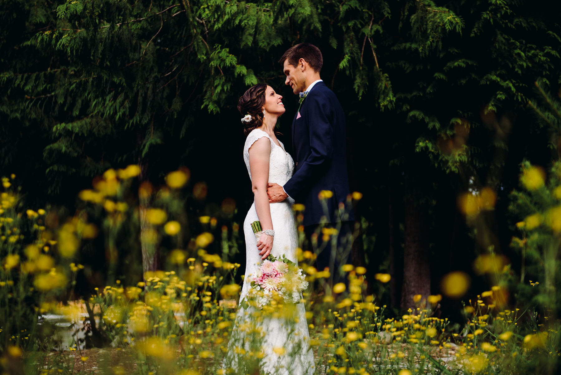 Trinity Tree Farm wild flower wedding portrait