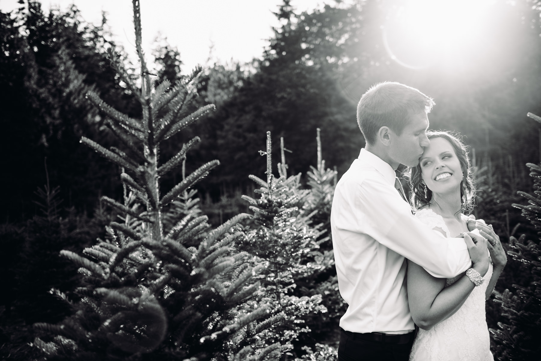 Trinity Tree Farm sunset wedding portrait