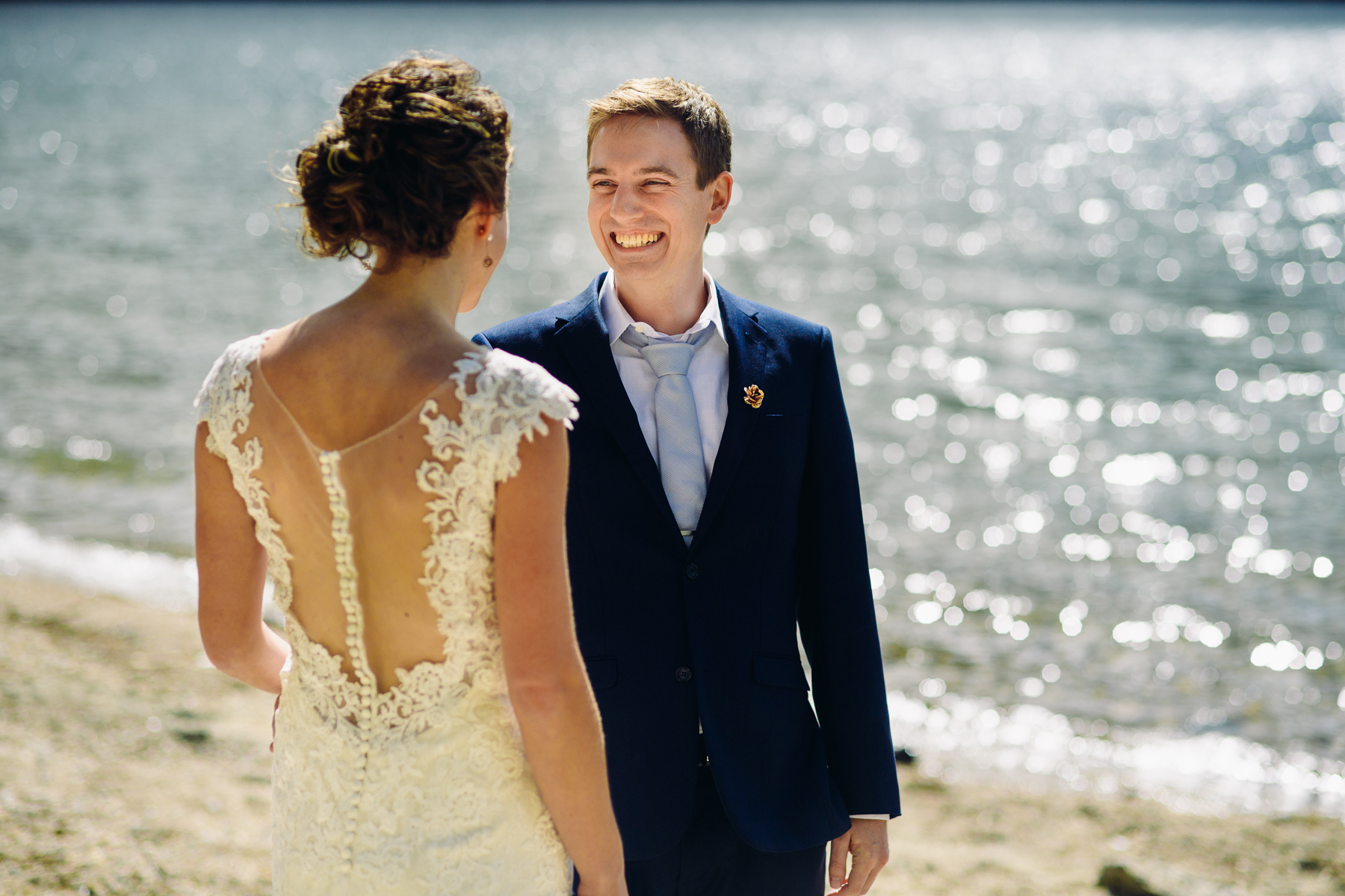 lake Wenatchee groom reaction first look