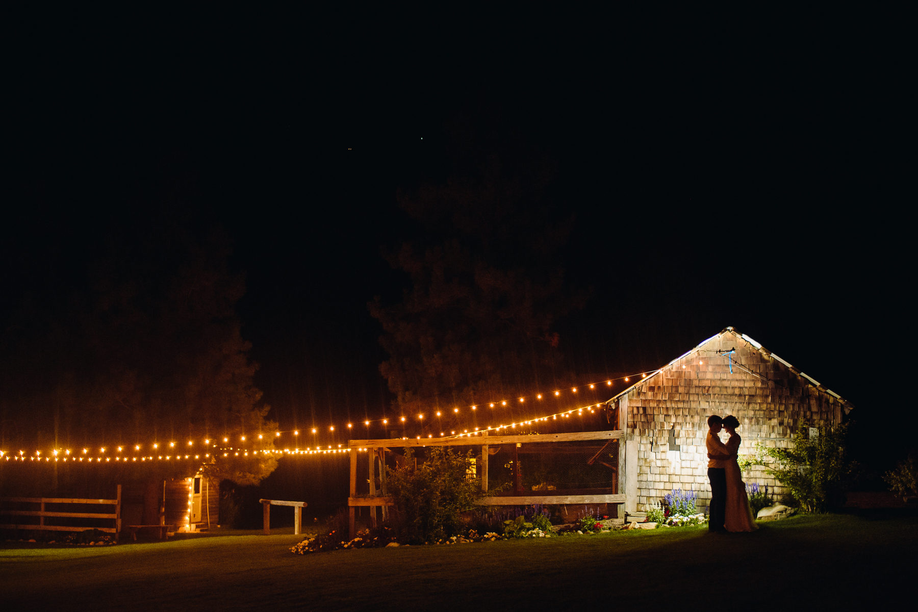 bride and groom night portrait at brown family homestead
