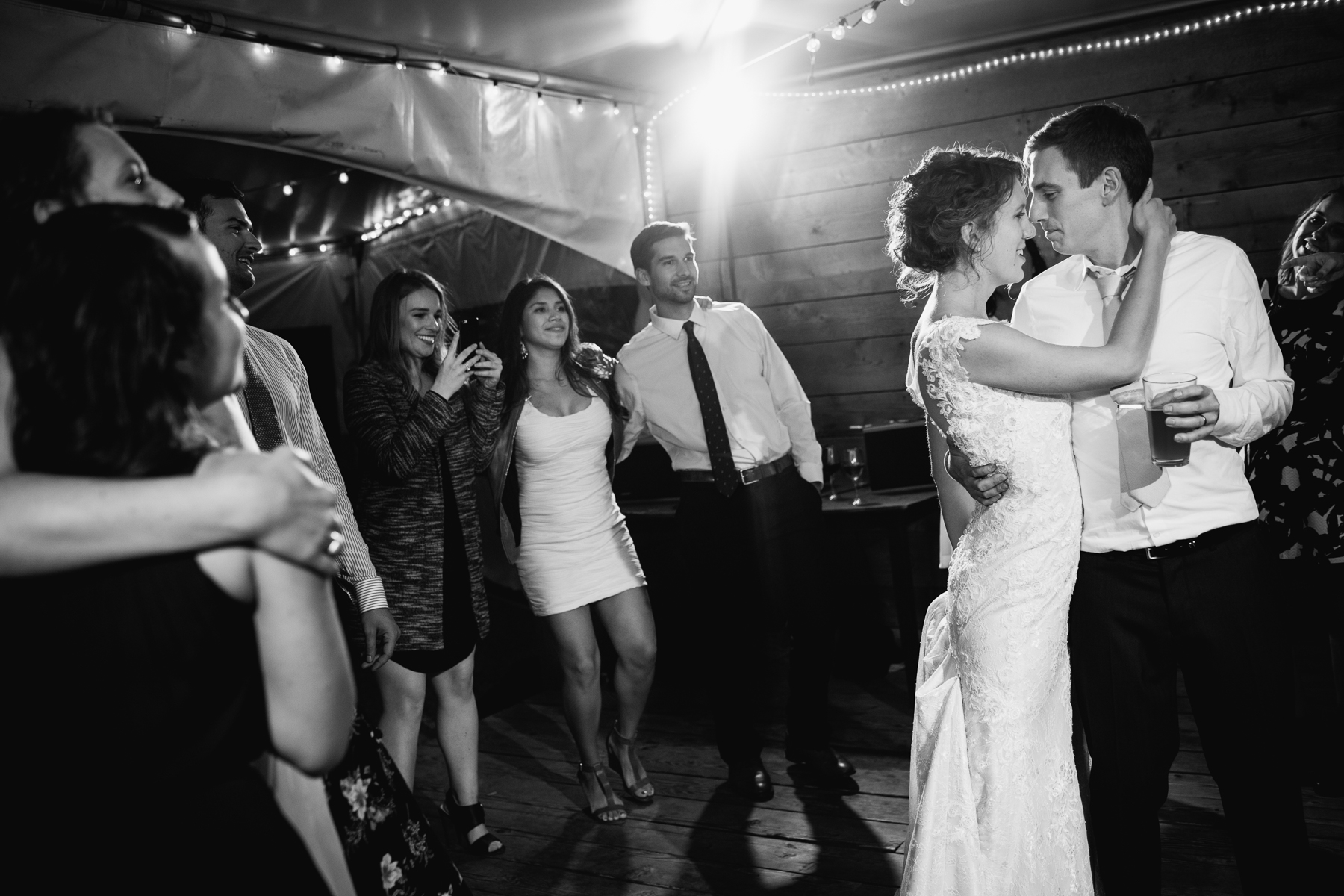 Brown Family Homestead bride and groom dancing