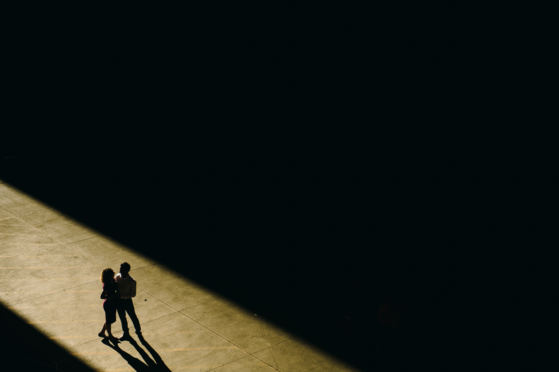 creative downtown engagement photos