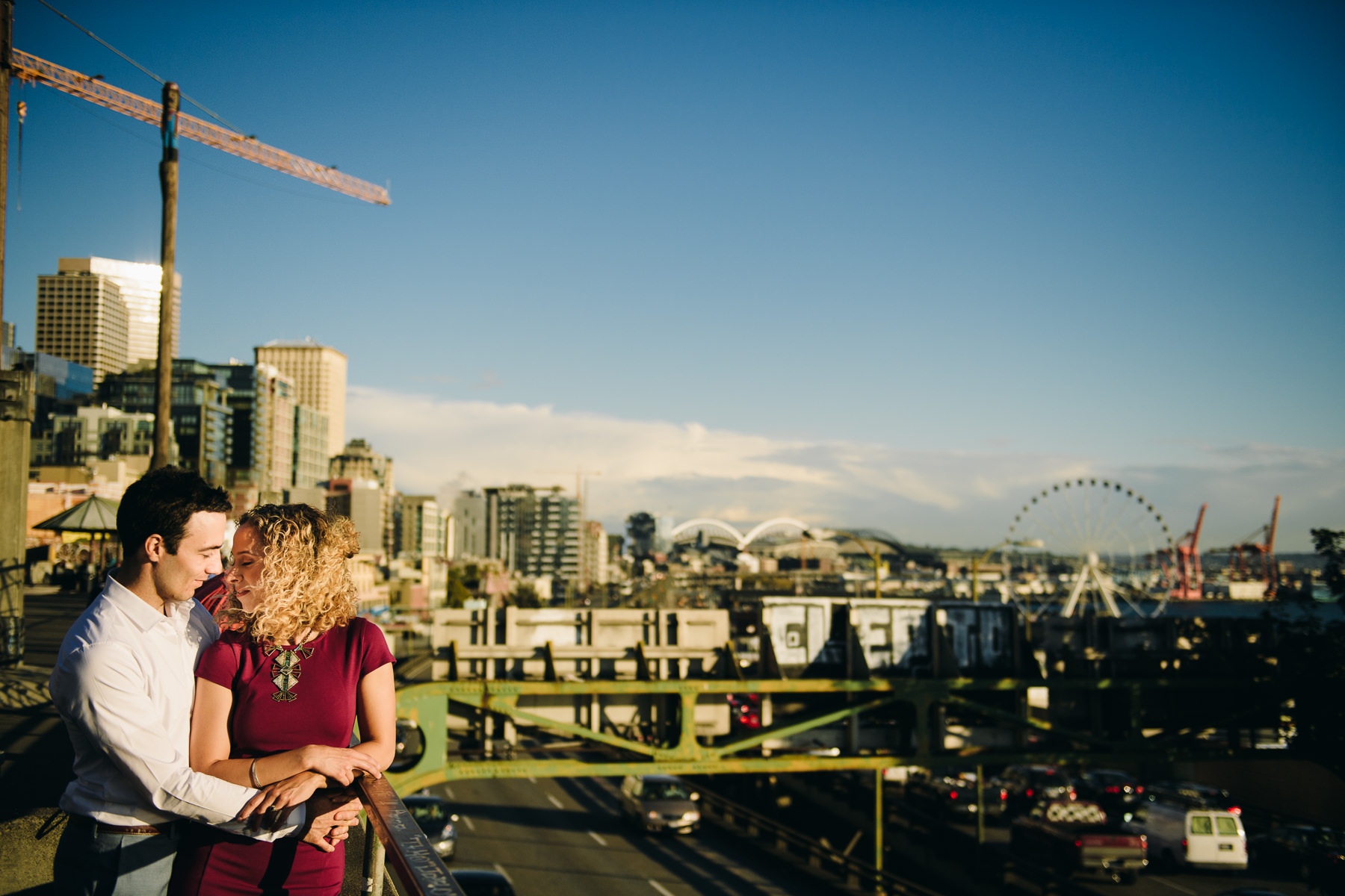 downtown seattle fall engagement photos