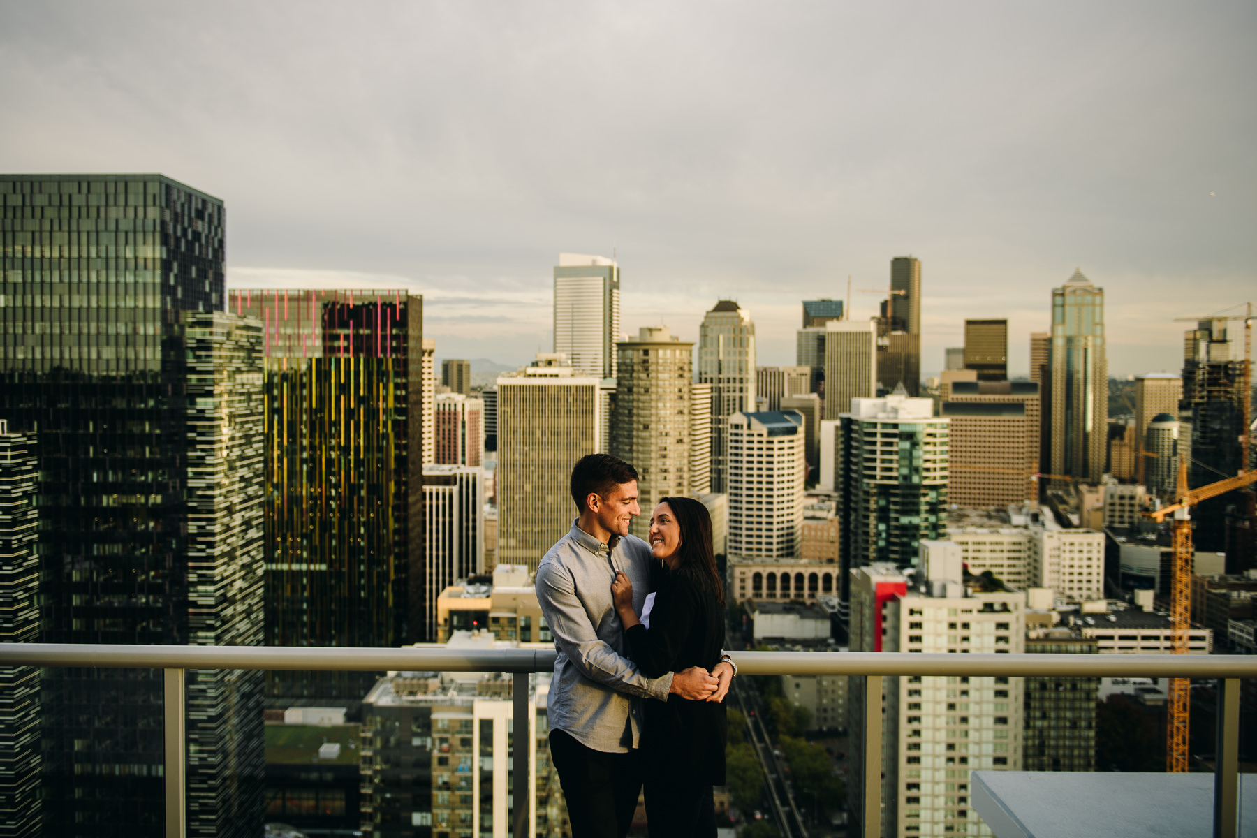seattle rooftop engagement photos