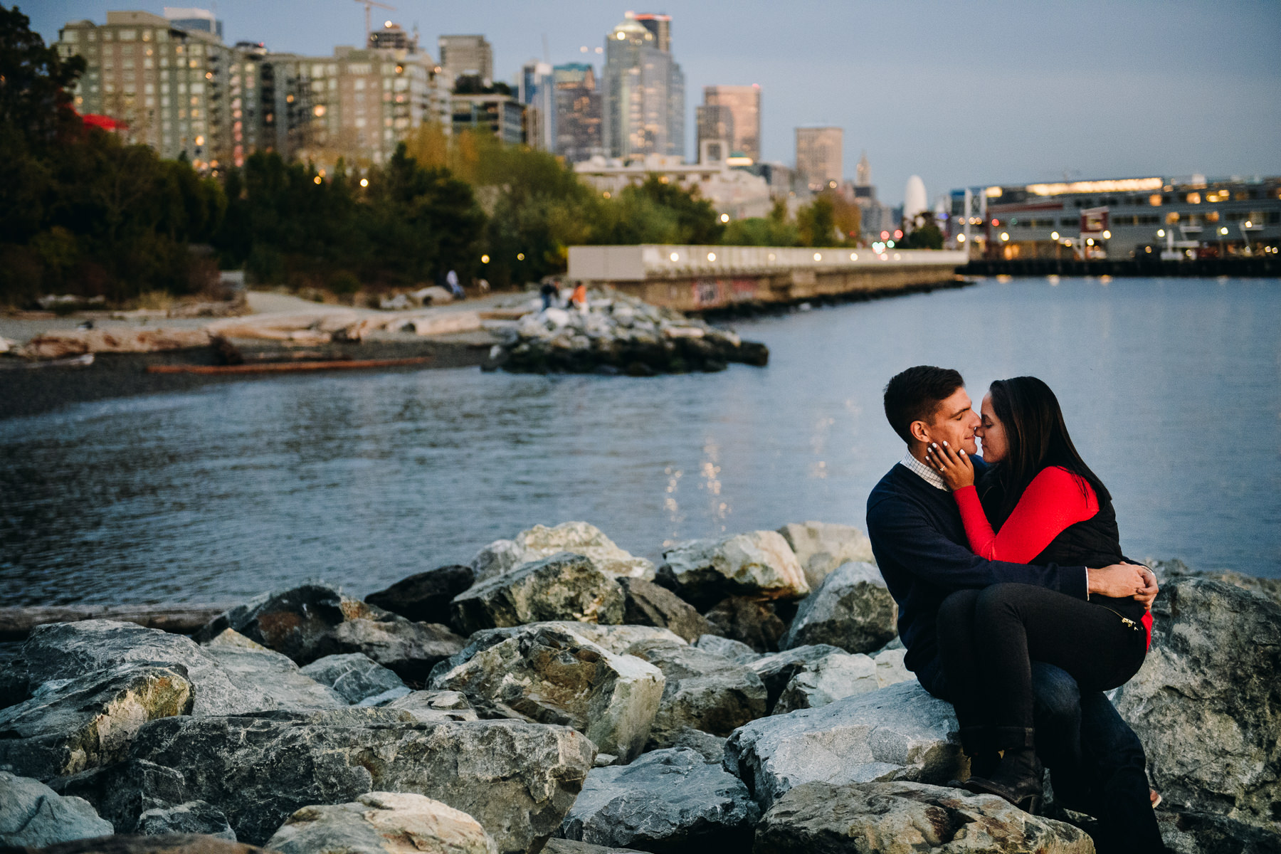 sculpture park beach engagement 