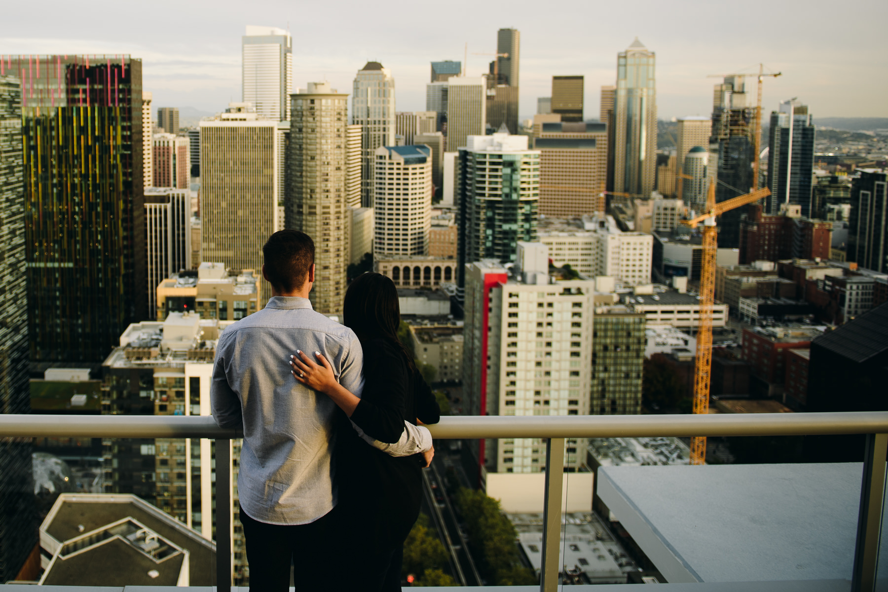 seattle rooftop engagement photos
