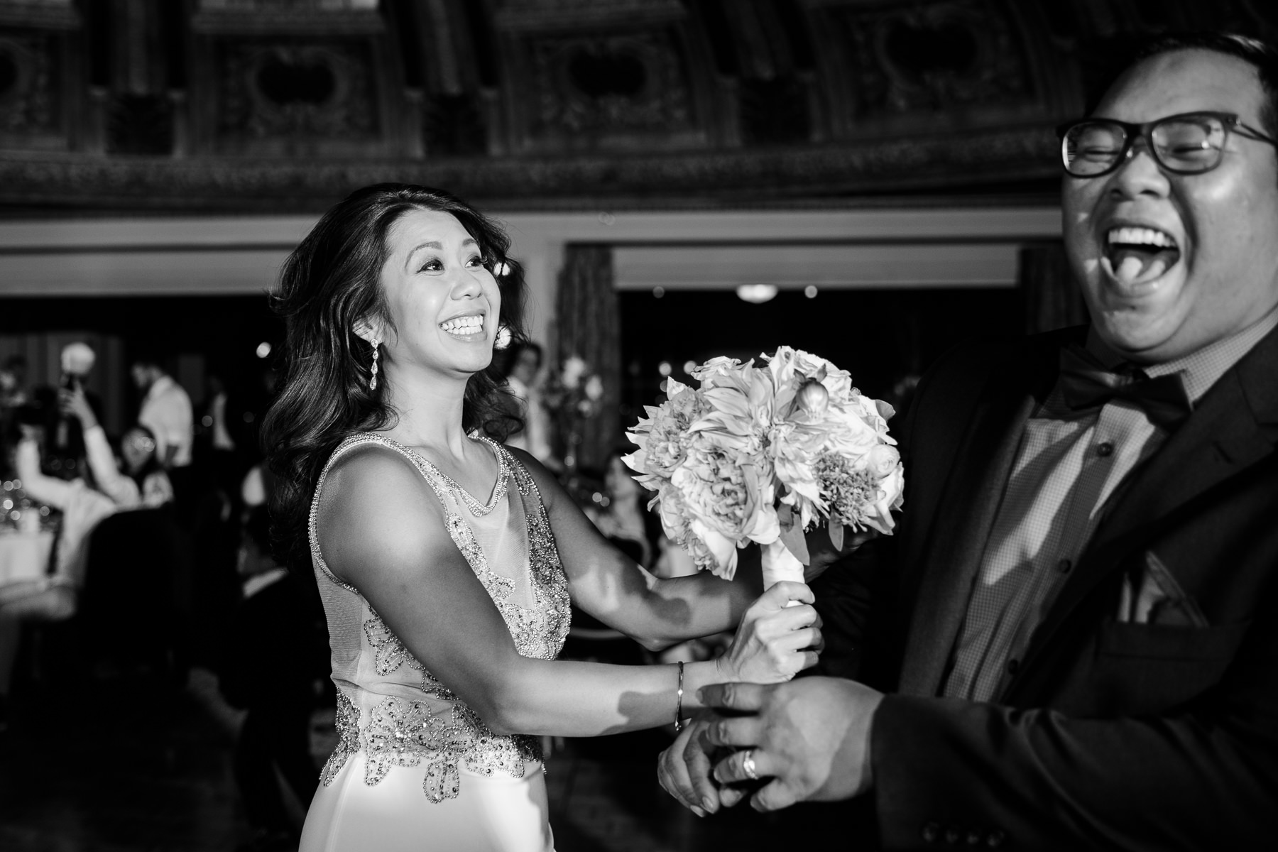 arctic club wedding bouquet toss