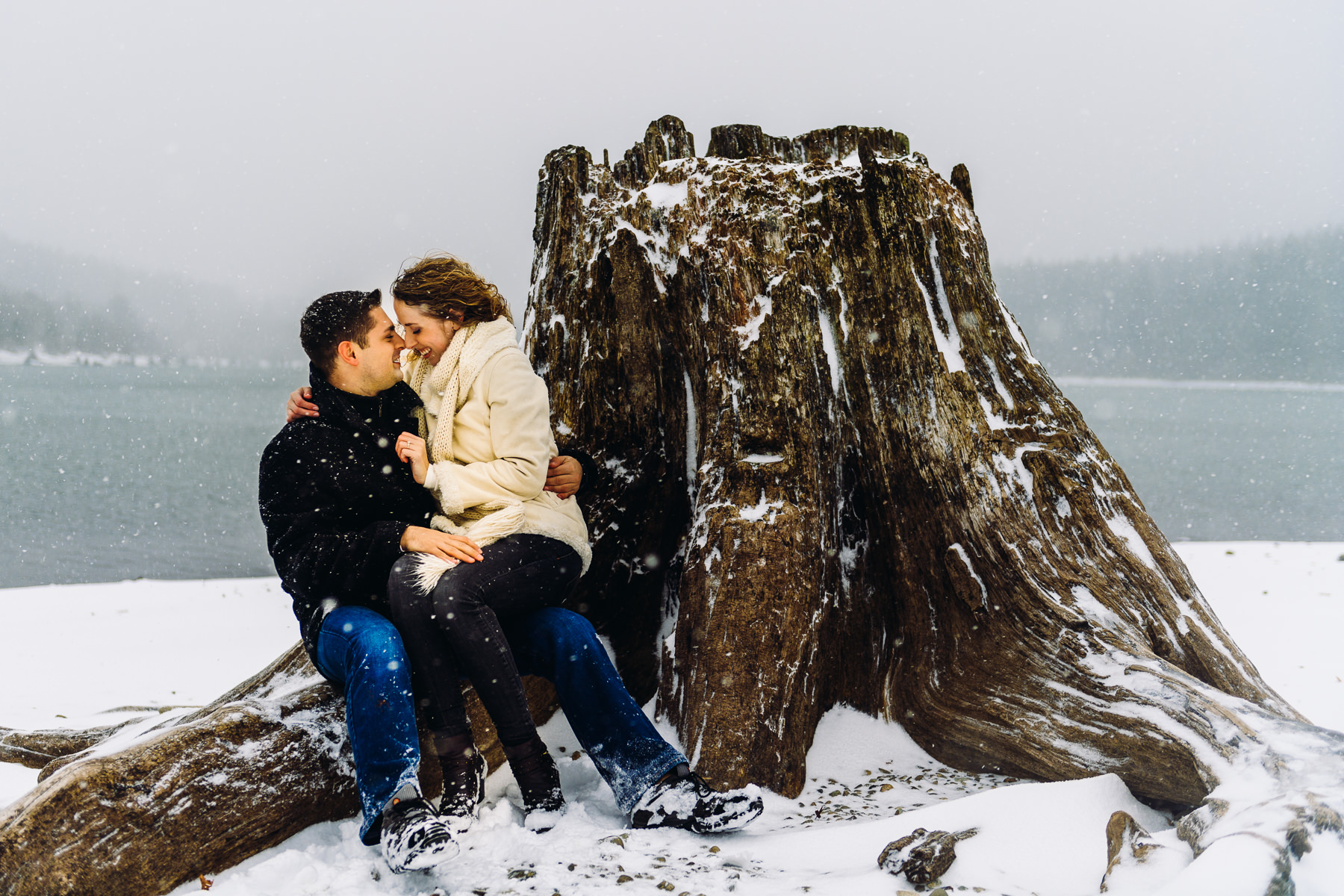 rattlesnake tree stump engagement session