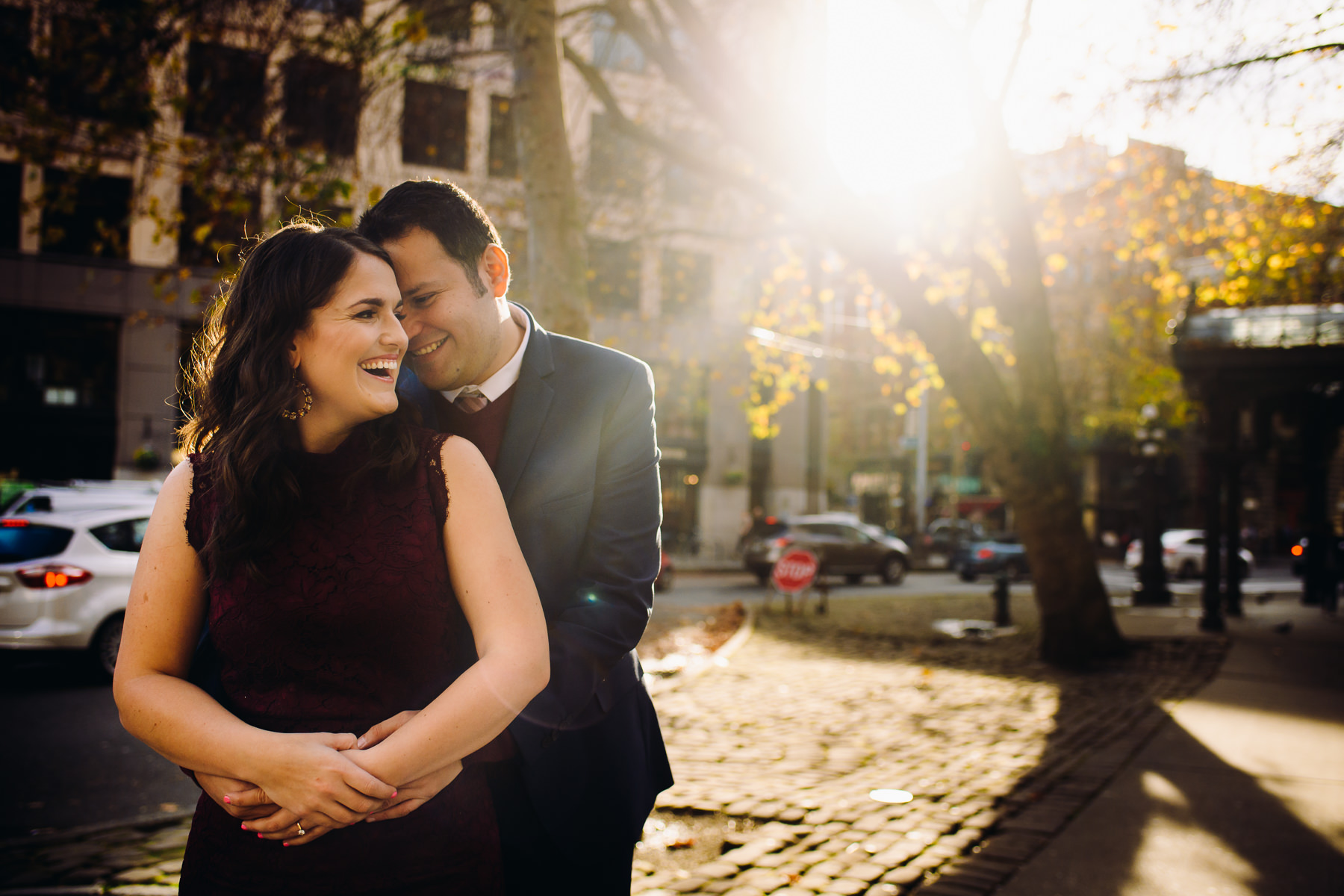 pioneer square laughing wedding photos