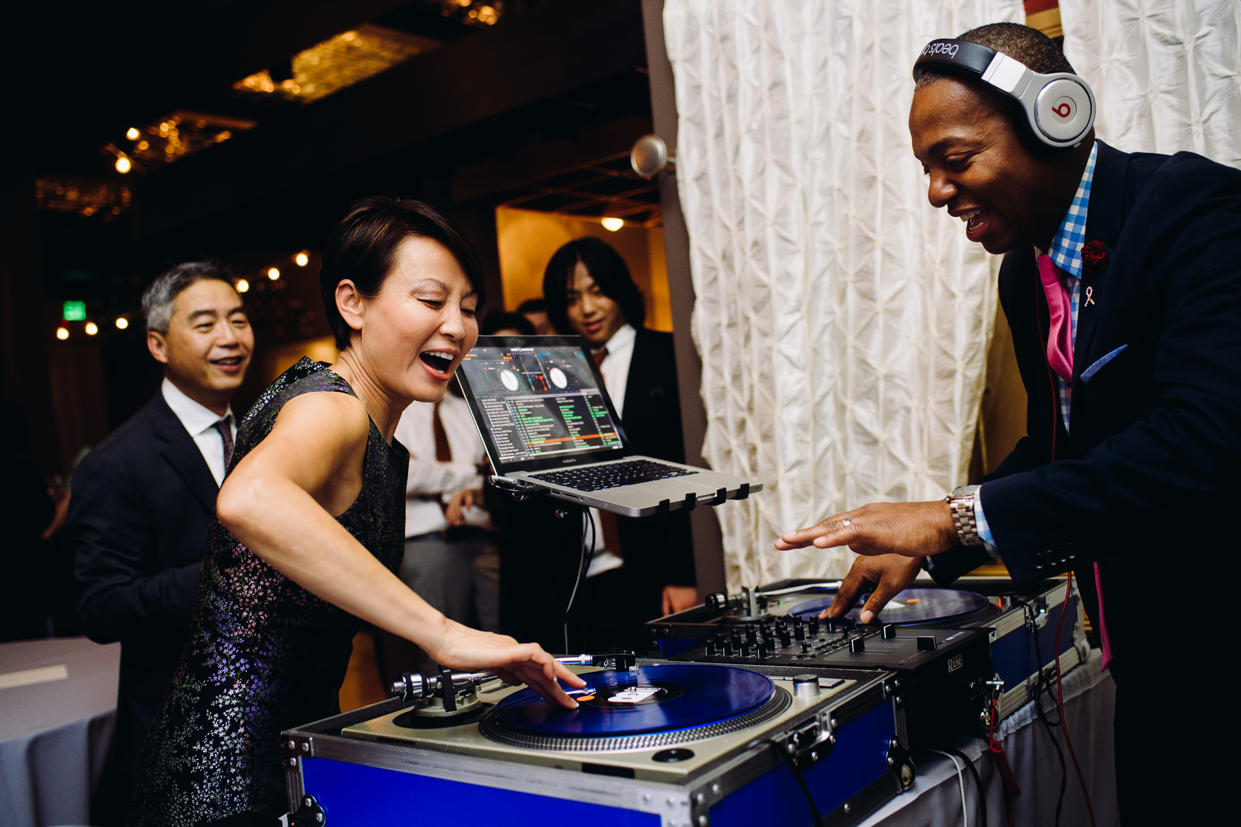 wedding guest and DJ partying 