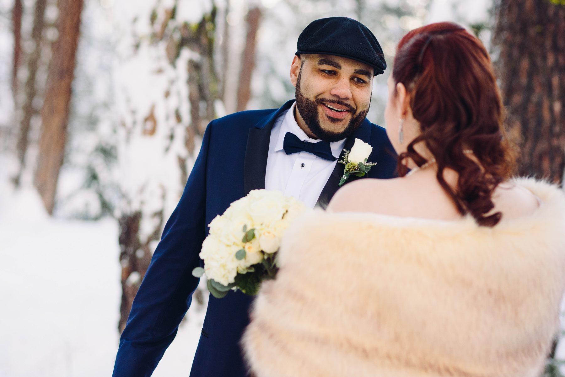 groom first look reaction sleeping lady resort