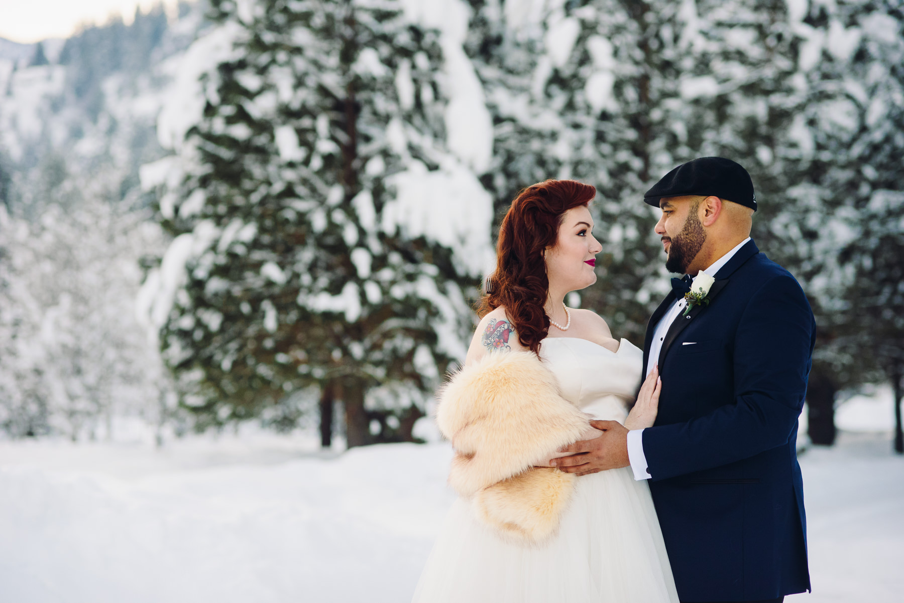 winter wedding venue portrait