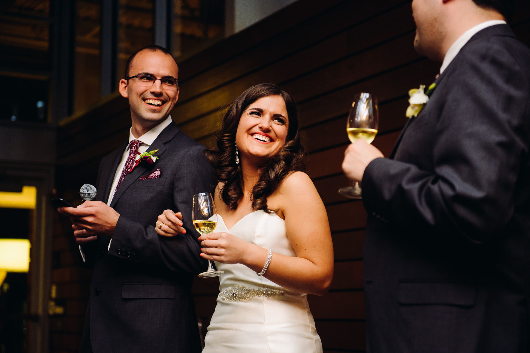 Novelty Hill Januik Winery bride and brother toast