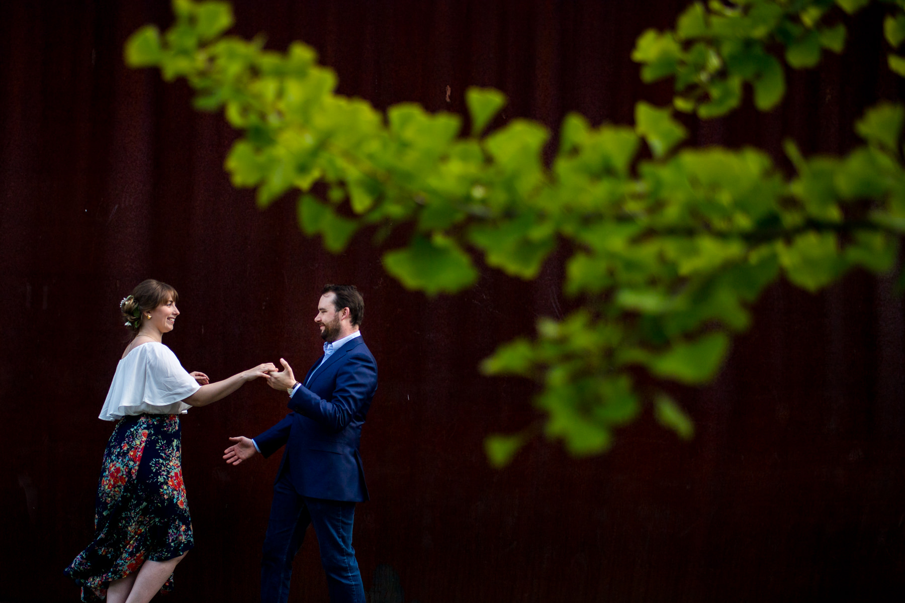 cute dancing engagement session