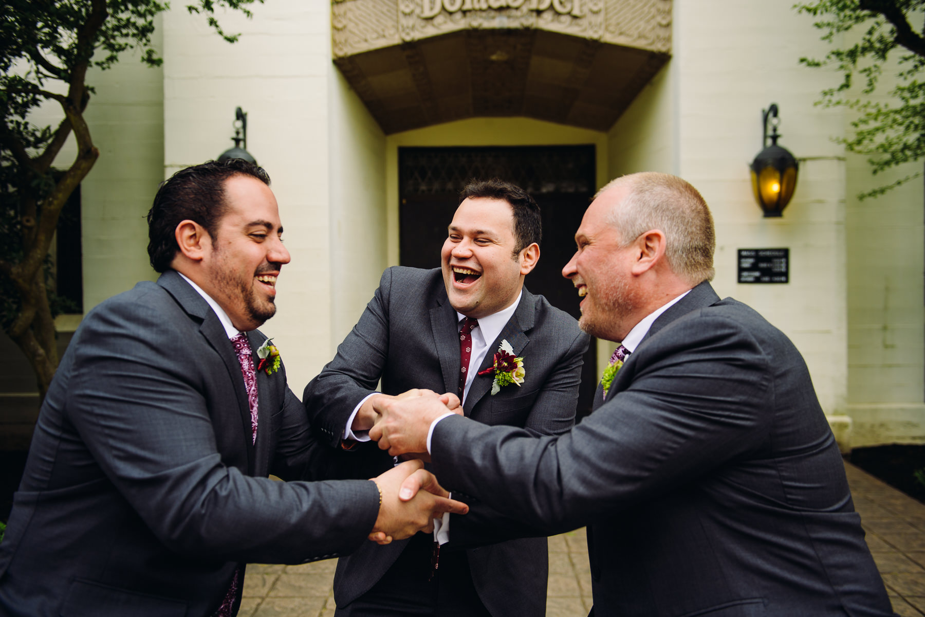 St. Joseph Catholic Church groomsmen moment