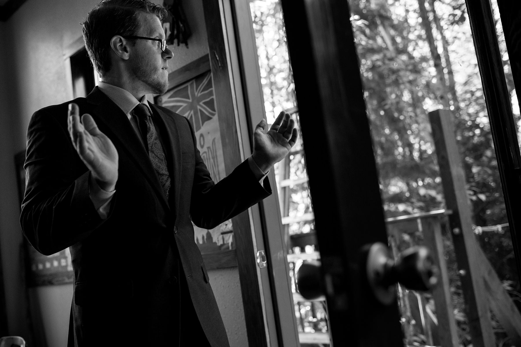 groom excited on his wedding day