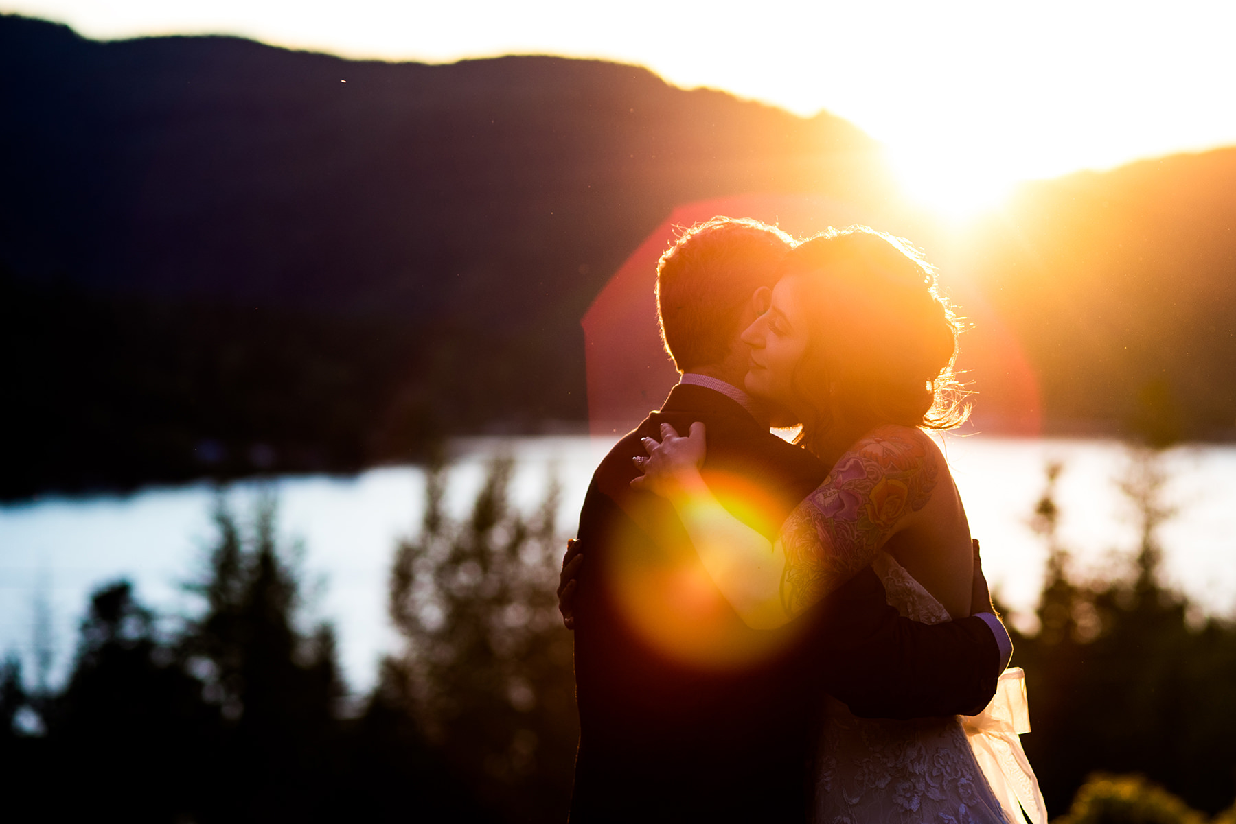 creative wedding portraits on lake samish