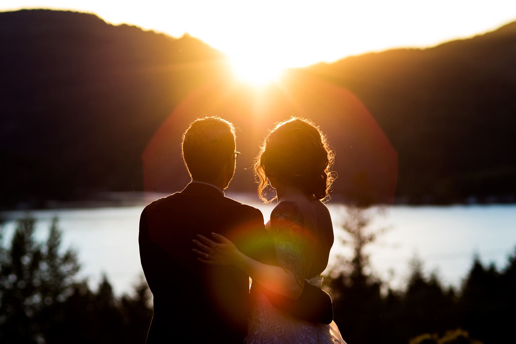 creative wedding portraits on lake samish