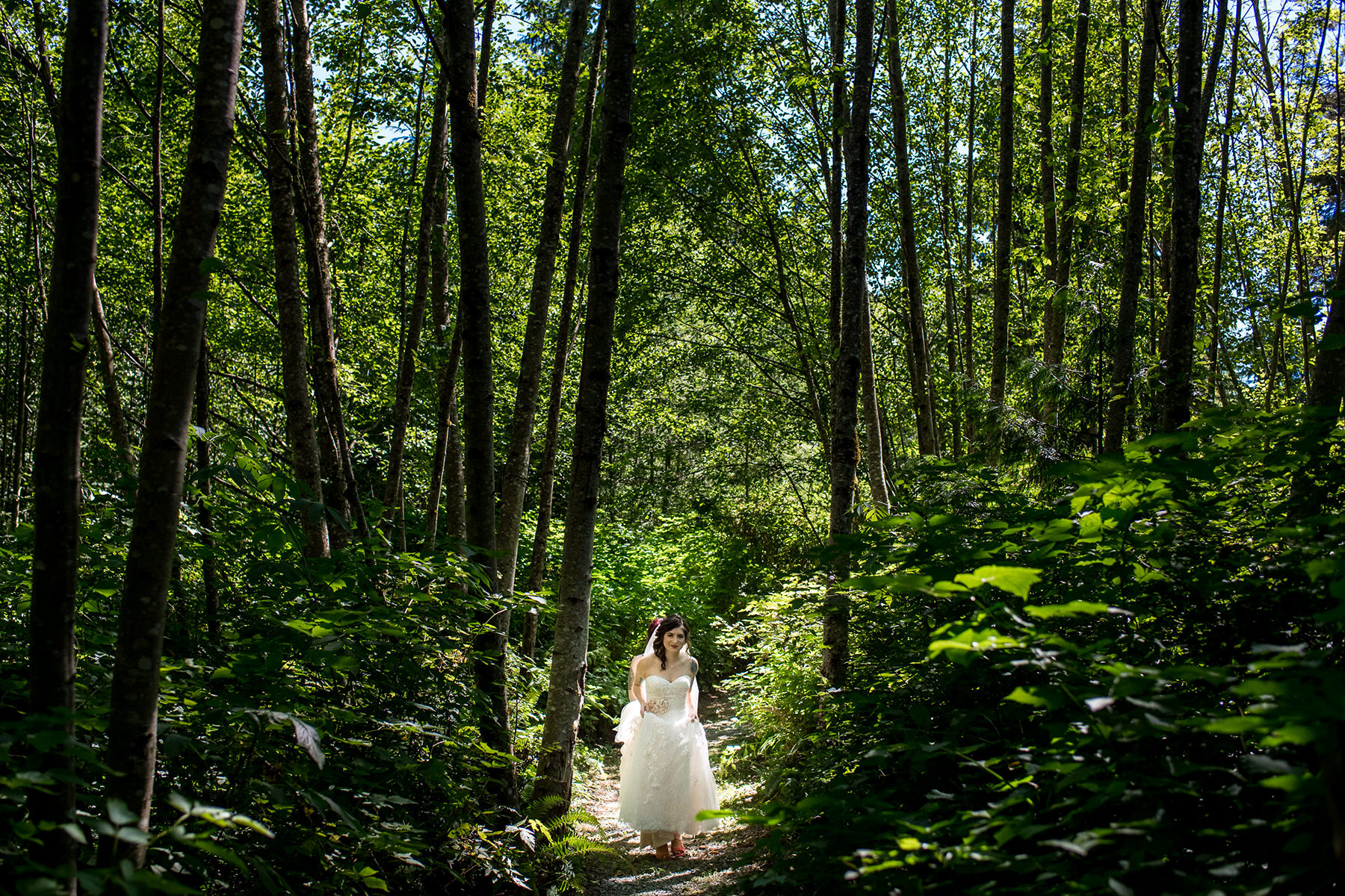 Bellingham backyard wedding forest first look